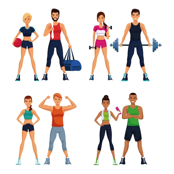 Conjunto de personas de fitness — Vector de stock