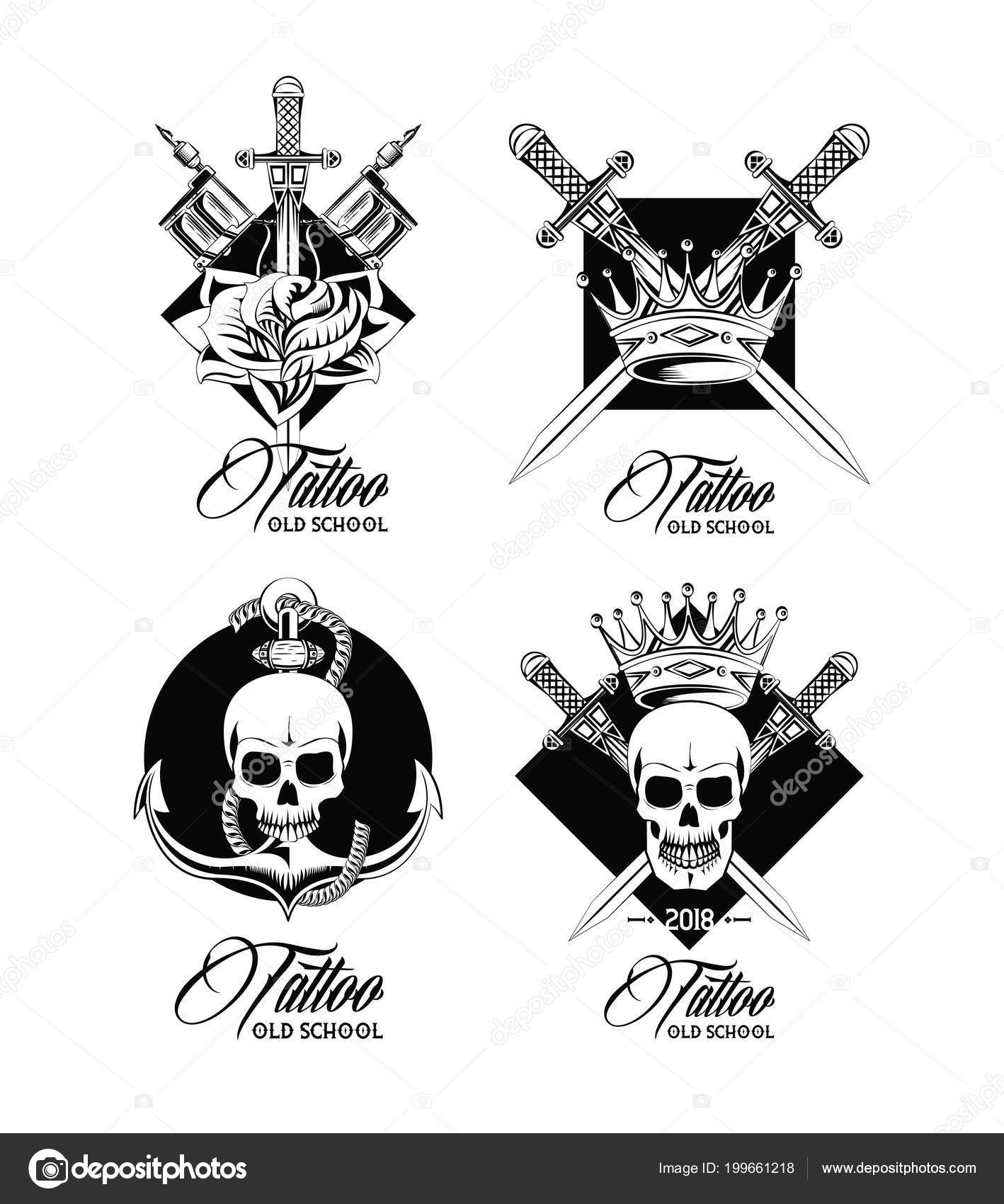 Set Of Tattoo Design Emblems Collection Vector Illustration Graphic Jemastock Set Of Tattoo Design Emblems Collection Vector Illustration Graphic Jemastock