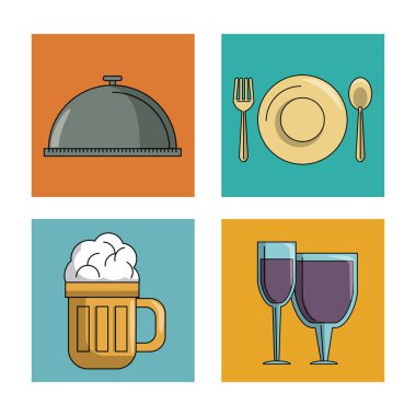 Restoran öğeleri kümesi