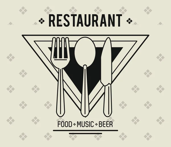 Restaurante comida música y cerveza — Vector de stock