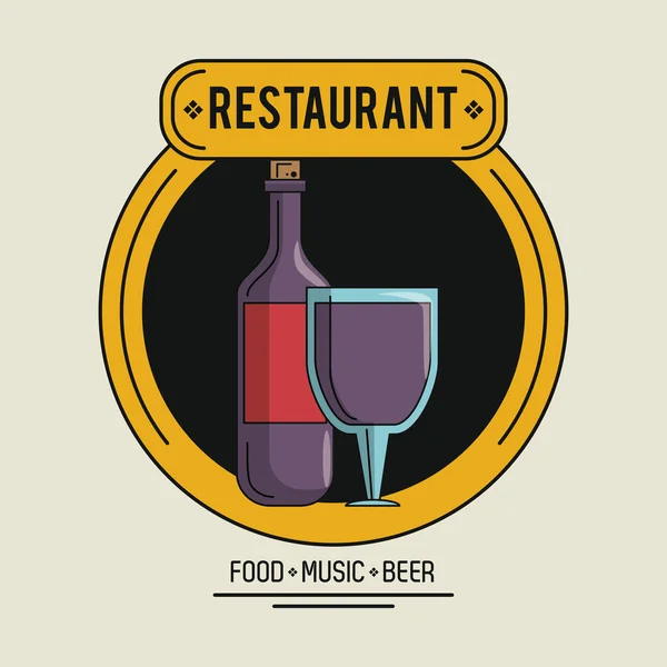 Restaurante comida música e cerveja — Vetor de Stock
