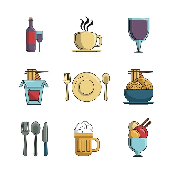 Conjunto de elementos del restaurante — Vector de stock