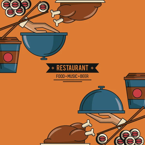 Restaurante concepto de comida — Vector de stock