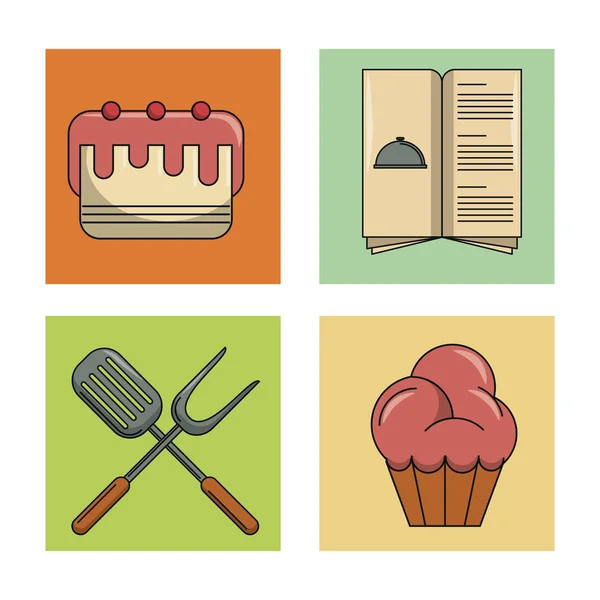 Ensemble d'icônes alimentaires — Image vectorielle