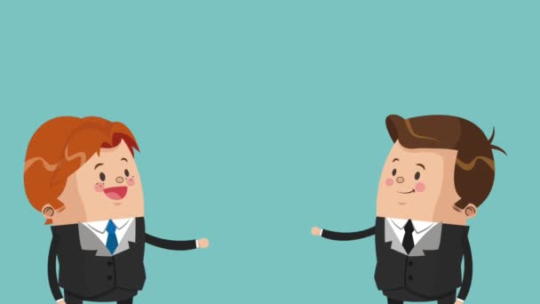 Businessmen negotiating cartoon HD animation — Stock Video