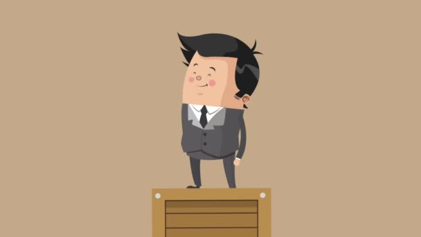 Executive businessman cartoon HD animation — Stock Video