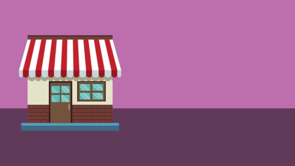 Businessman and store HD animation — Stock Video
