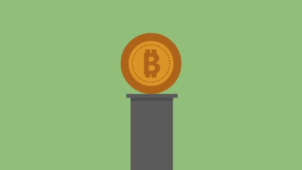 Bitcoin Kolumnen Symbol High Definition Animation Färgglada Scener — Stockvideo