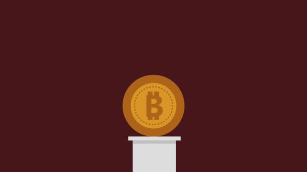 Bitcoin cryptocurrency HD animación — Vídeo de stock
