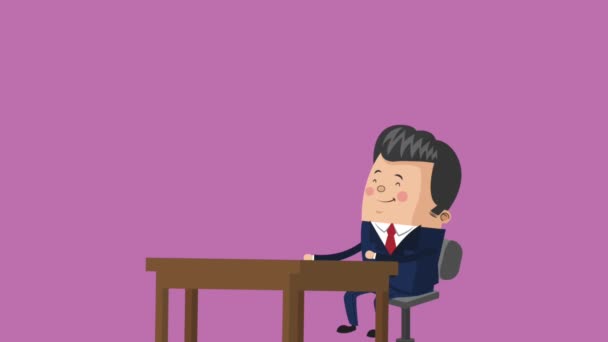 Businessman executive cartoon HD animation — Stock Video