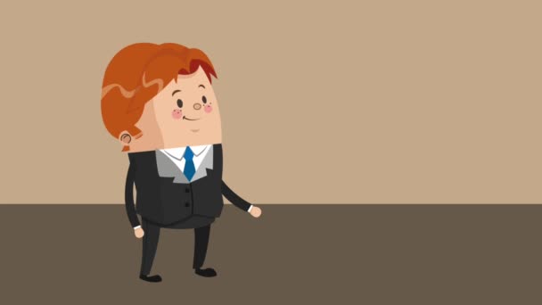 Businessman executive cartoon HD animation — Stock Video