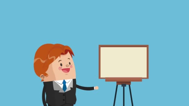 Empresario dibujos animados ejecutivos HD animación — Vídeo de stock