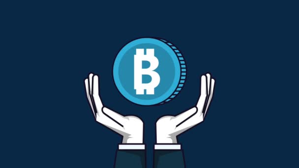Bitcoin cryptocurrency 돈 Hd 애니메이션 장면 — 비디오