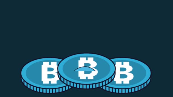 Bitcoin criptovaluta soldi scene di animazione HD — Video Stock