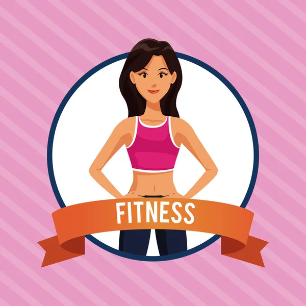 Fitness mulher desenhos animados — Vetor de Stock