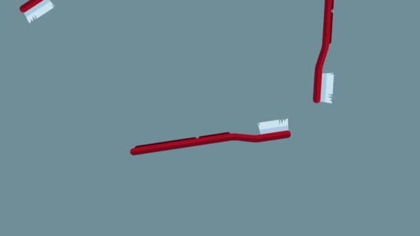 Dental brushes falling HD animation — Stock Video