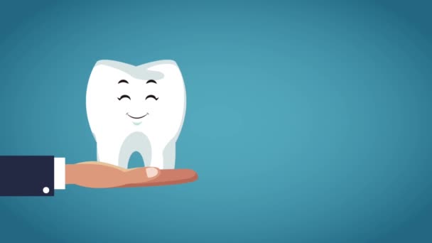 Lindo diente de dibujos animados dentales HD animación — Vídeo de stock