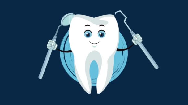 Cute tooth dental cartoon HD animation — Stock Video