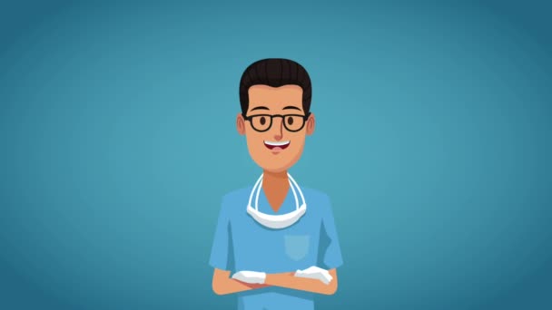 Dentista e higiene dental HD animación — Vídeo de stock