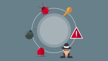 Güvenlik sistemi ve hacker simgeler Hd animasyon