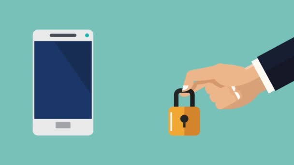 Sistema de seguridad Smartphone animación HD — Vídeo de stock