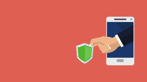 Smartphone y seguridad HD animación — Vídeo de stock