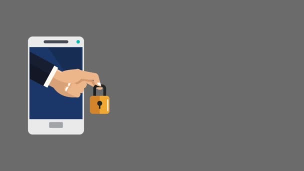 Smartphone and security HD animation — Stock Video