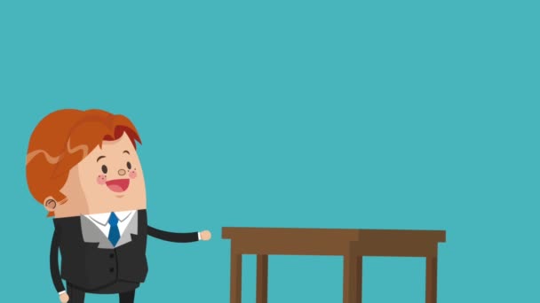 Empresarios trabajando dibujos animados animación HD — Vídeo de stock