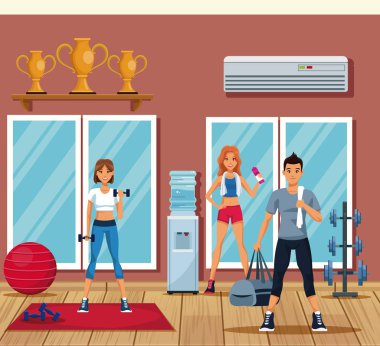 Spor salonundaki insanlar.