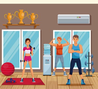 Spor salonundaki insanlar.