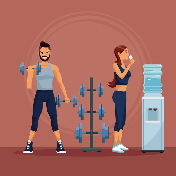 Gens de fitness au gymnase — Image vectorielle