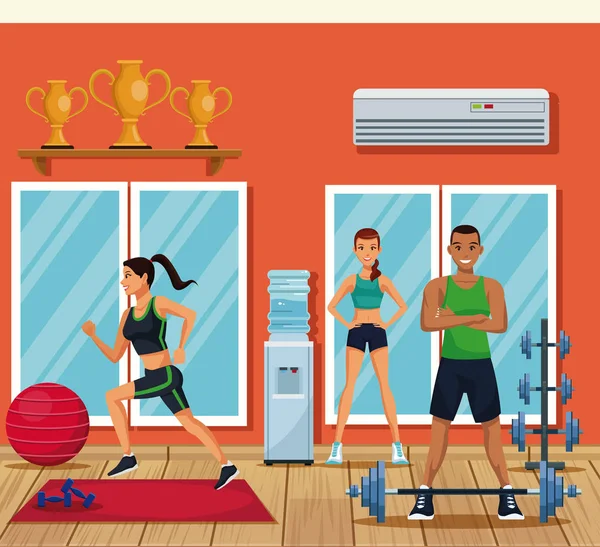 Les gens dans la salle de gym — Image vectorielle