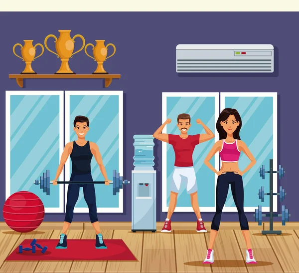 Spor salonundaki insanlar.