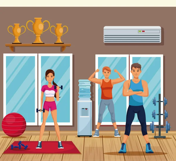 Spor salonundaki insanlar.