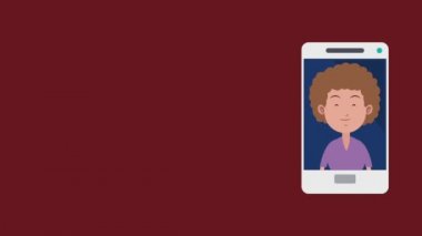 Kadın Smartphone cep telefonu ile Hd animasyon