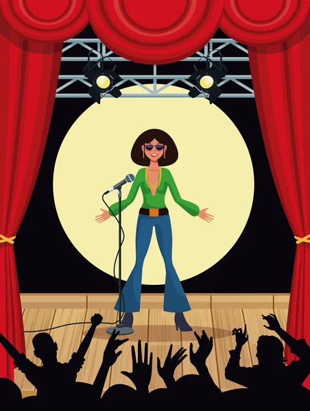 Artista musical en el escenario — Vector de stock