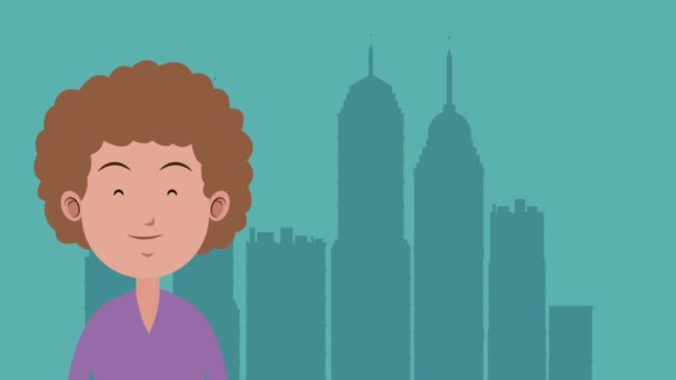 Mujer en la ciudad HD animación — Vídeo de stock