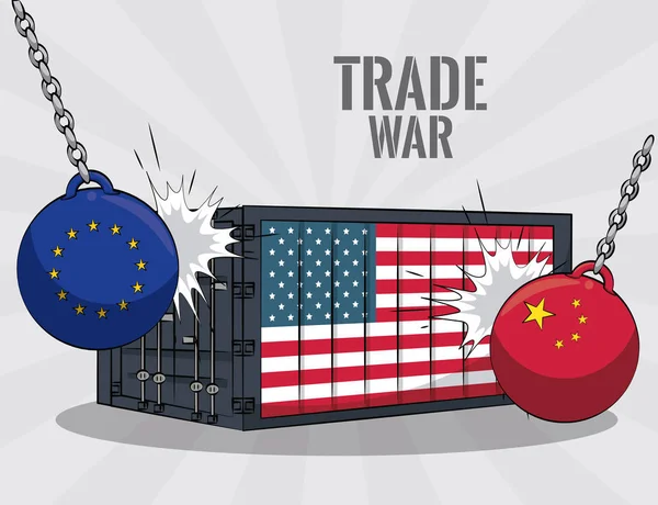 Concepto de guerra comercial — Vector de stock