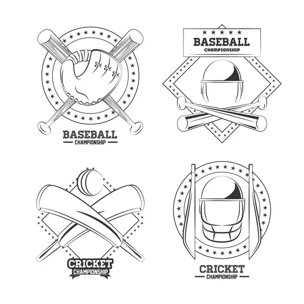 Cricket und Baseball Embleme — Stockvektor