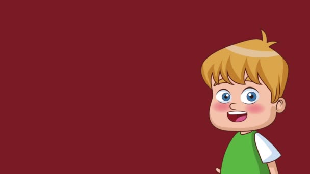 Cute boy cartoon HD animation — Stock Video