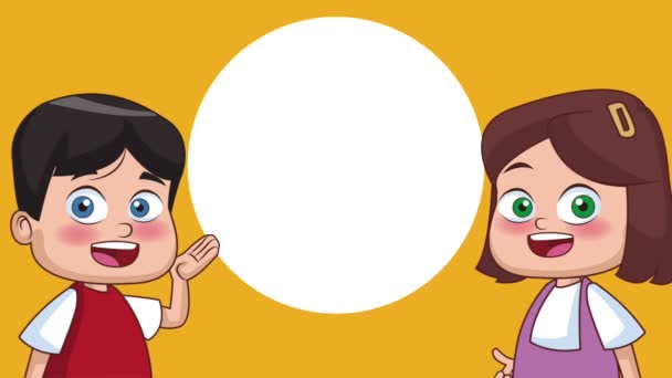 Escuela y niños animación HD — Vídeo de stock