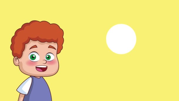 Trabalho Equipe Bonito Menino Desenho Animado Sobre Fundo Amarelo Animação — Vídeo de Stock