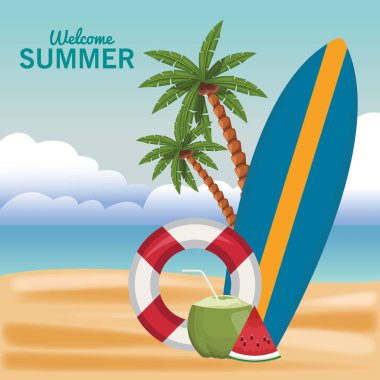 Hoş geldiniz yaz karikatürler