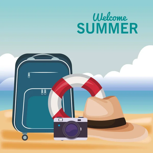 Welcome summer cartoons — Stock Vector