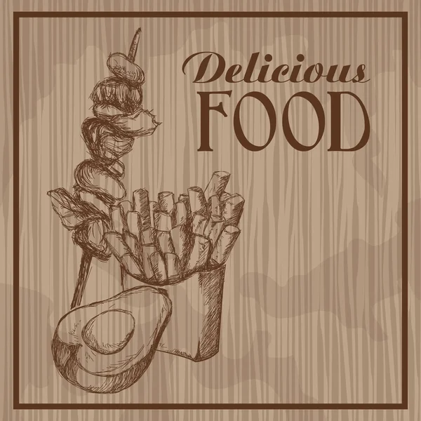 Delicioso dibujo de alimentos — Vector de stock