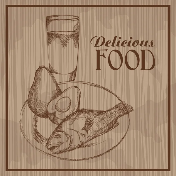 Вкусный рисунок еды — стоковый вектор