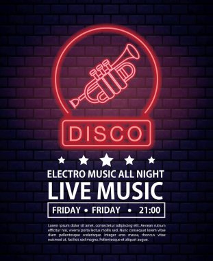 Disko electro müzik davet afişi