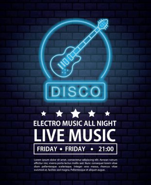 Disko electro müzik davet afişi