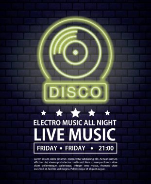 Disko electro müzik davet afişi