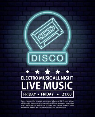 Disko electro müzik davet afişi